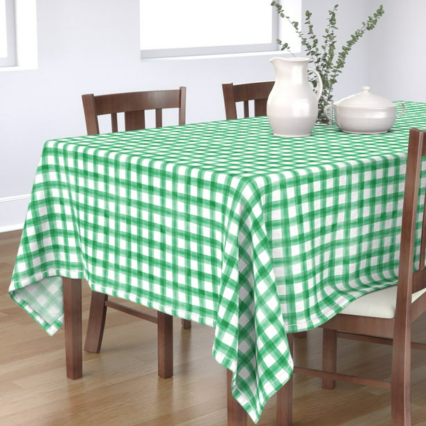 Round Tablecloth Kelly Green Green Plaid Winter Baby Boy Tartan Cotton Sateen